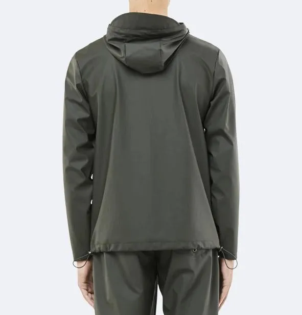 Rains Short Hooded Coat – Unisex – Green
