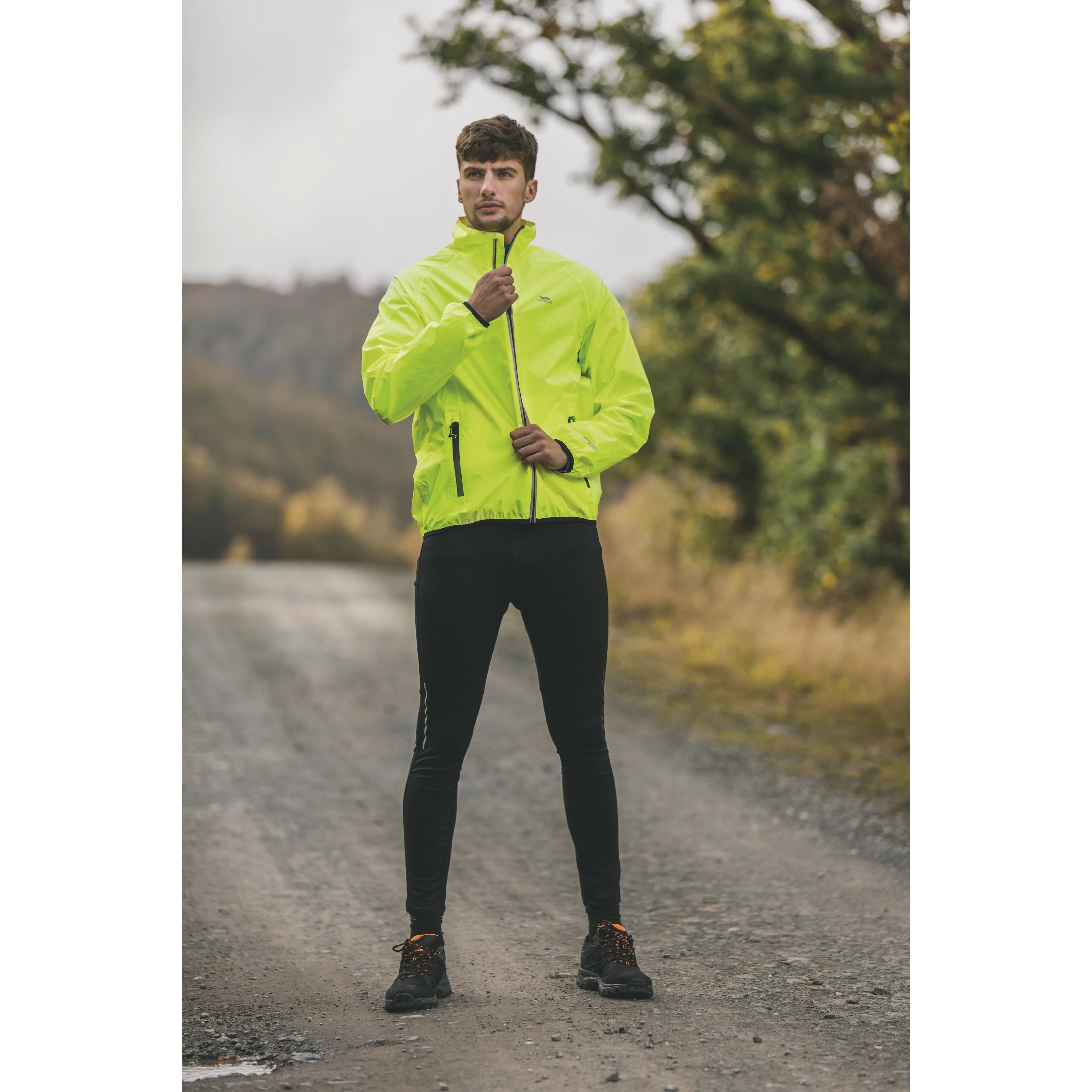 Retract Men's Hi-Vis Unpadded Waterproof Packaway Jacket in Yellow
