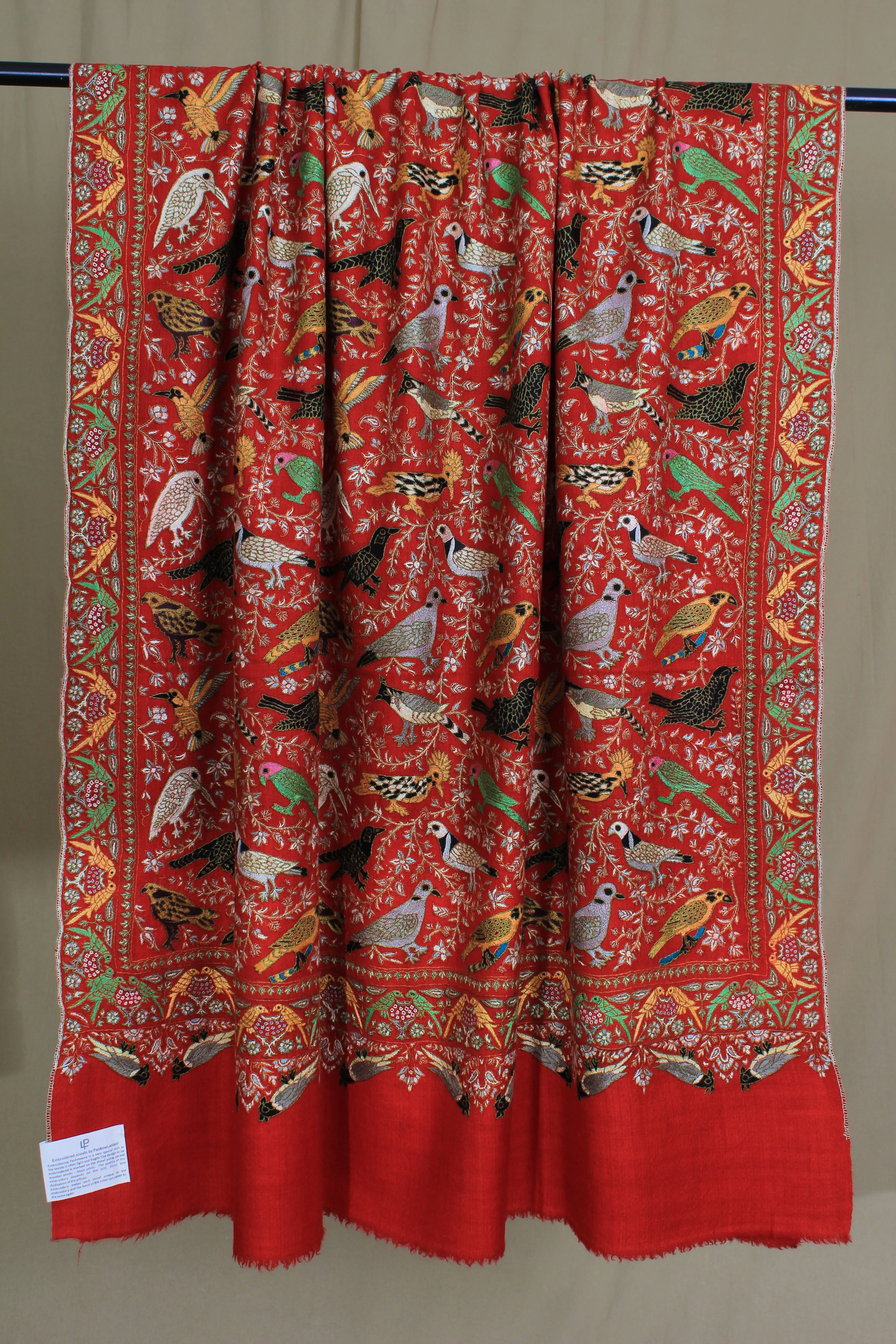 Salsabeel Candy Apple Sozni Embroidered Jamavar Pashmina Shawl