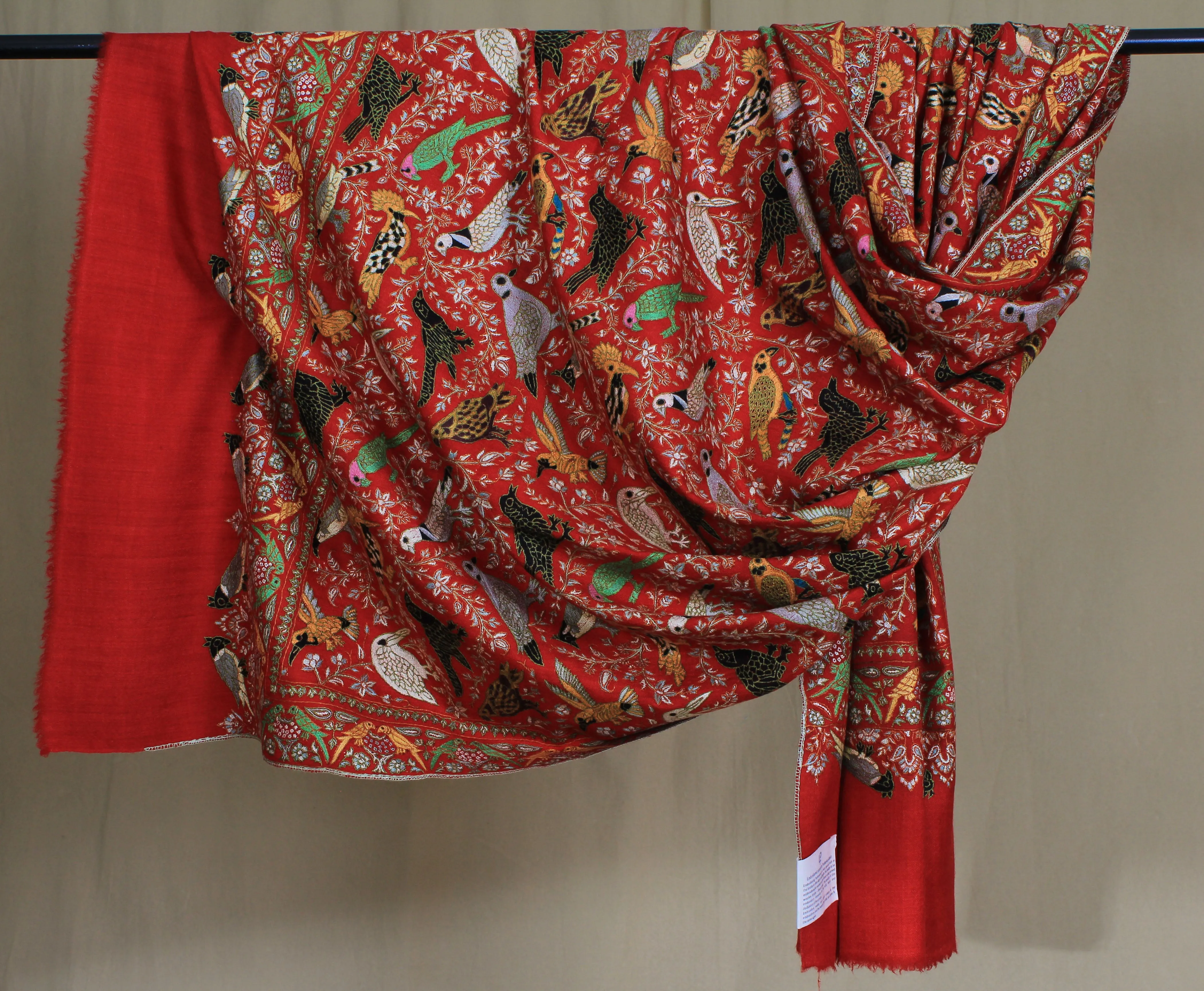 Salsabeel Candy Apple Sozni Embroidered Jamavar Pashmina Shawl