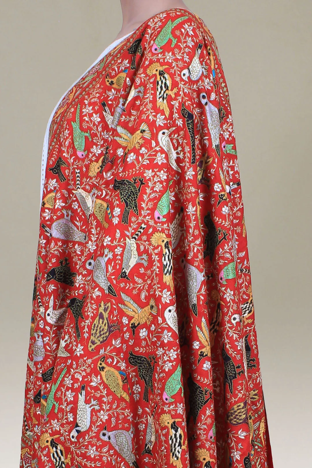 Salsabeel Candy Apple Sozni Embroidered Jamavar Pashmina Shawl
