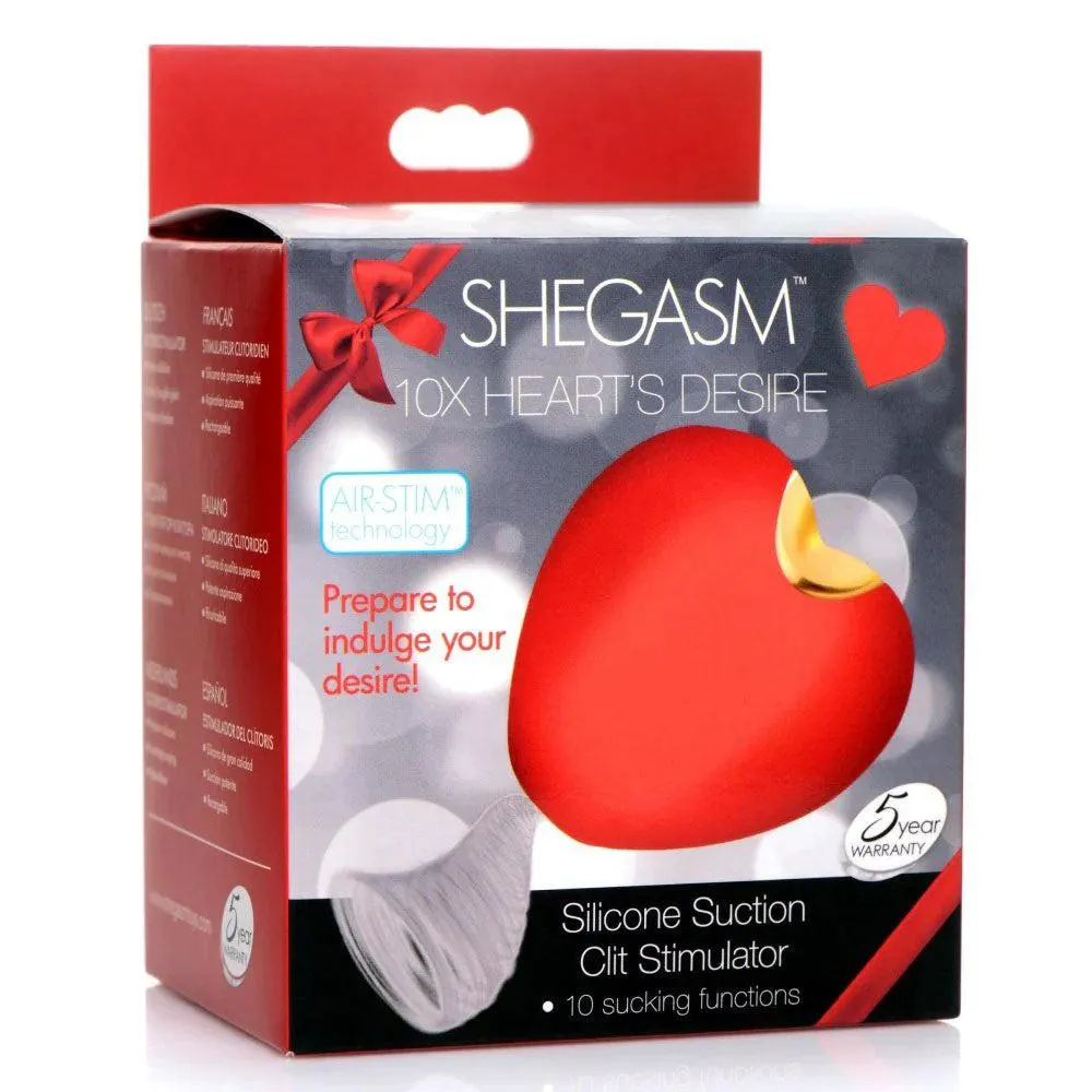 Shegasm 10x Heart Desire Silicone Suction Clit Stimulator - Red