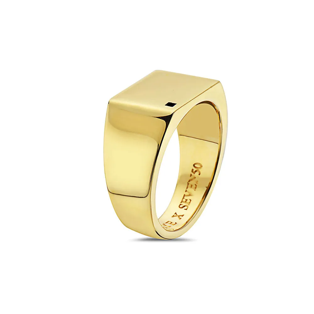 The Rita Ring  - JOEY ZAUZIG RECTANGULAR MINIMAL BLACK STONE SIGNET RING