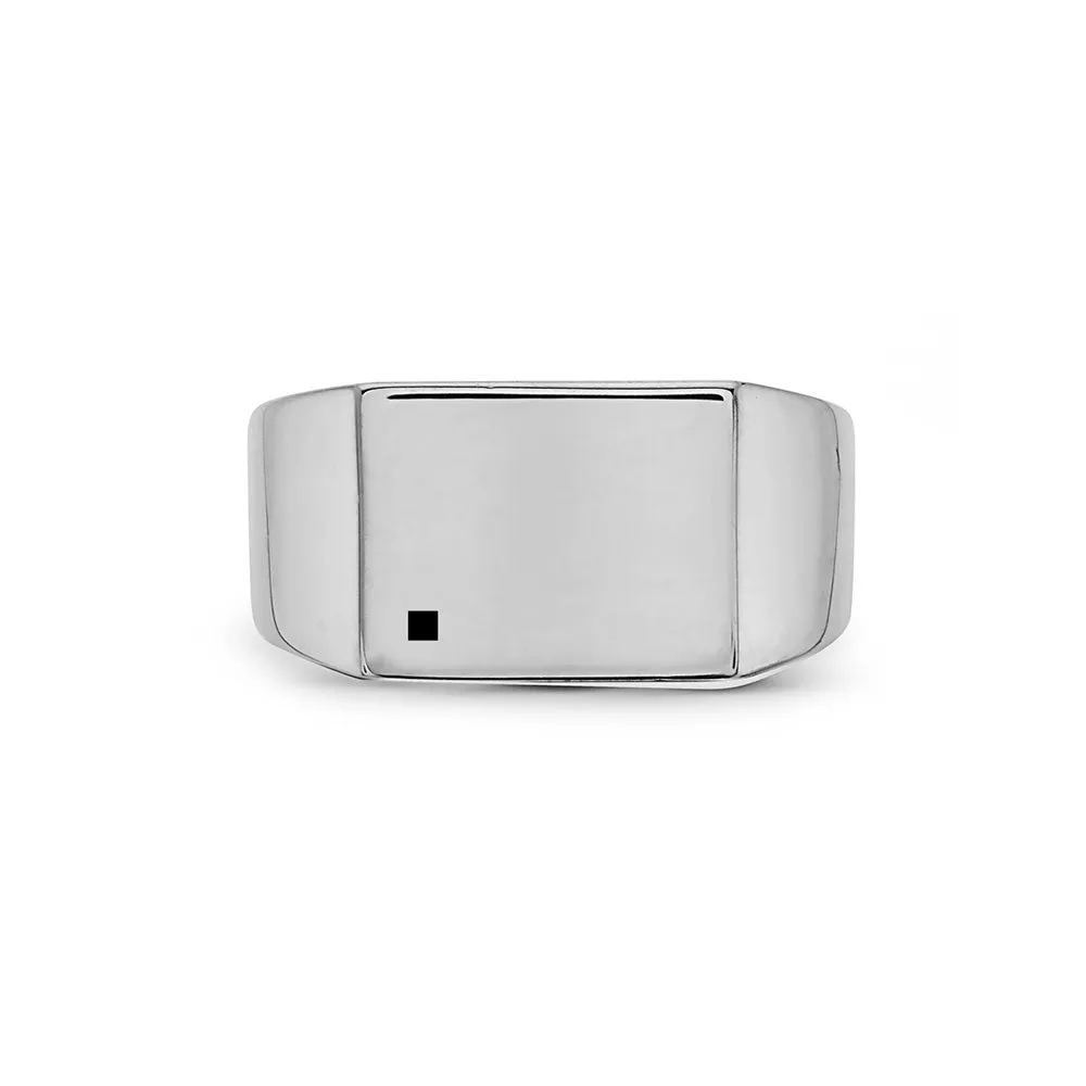 The Rita Ring  - JOEY ZAUZIG RECTANGULAR MINIMAL BLACK STONE SIGNET RING