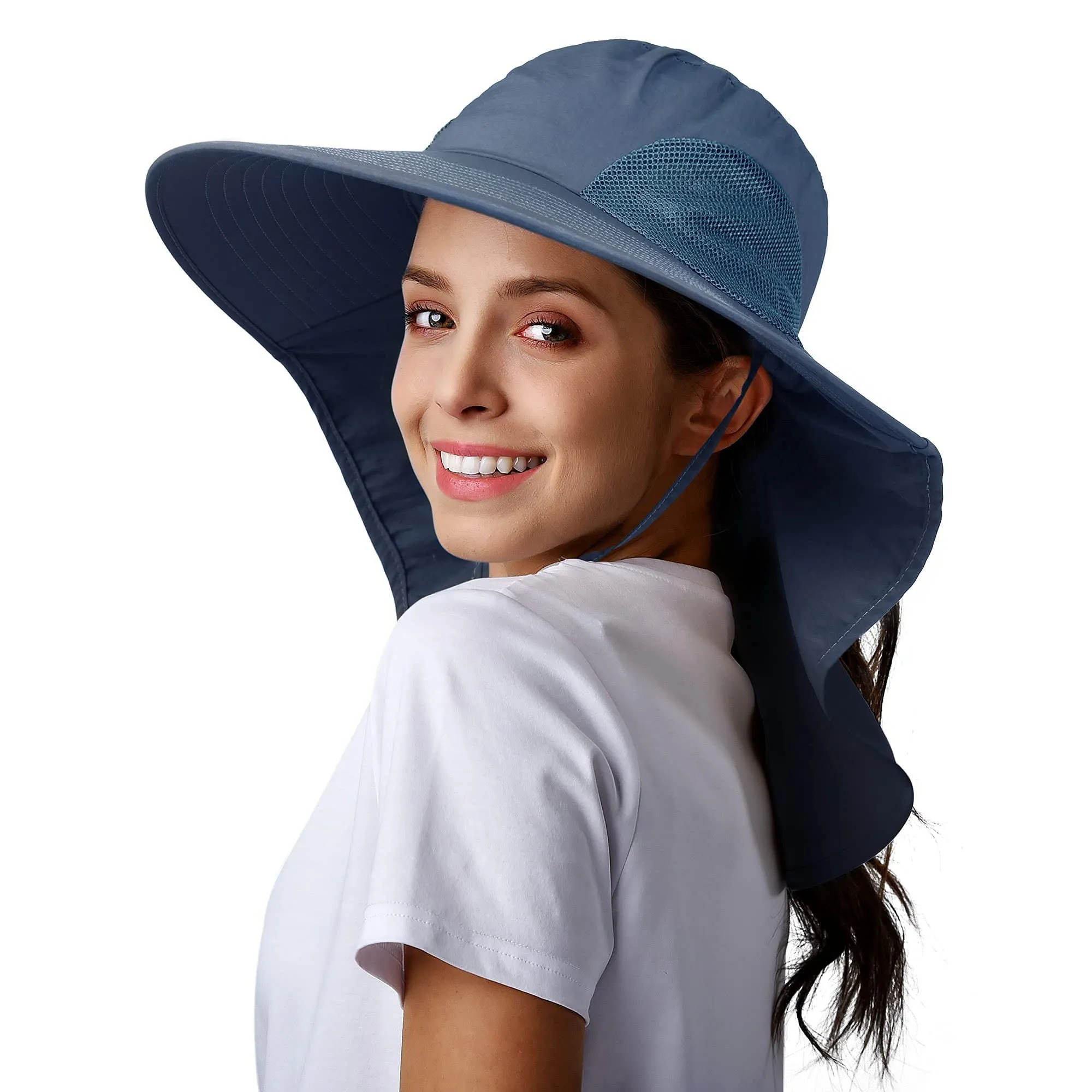 UPF 50  Hiking Fishing Hat Waterproof Nylon Wide Brim Hat