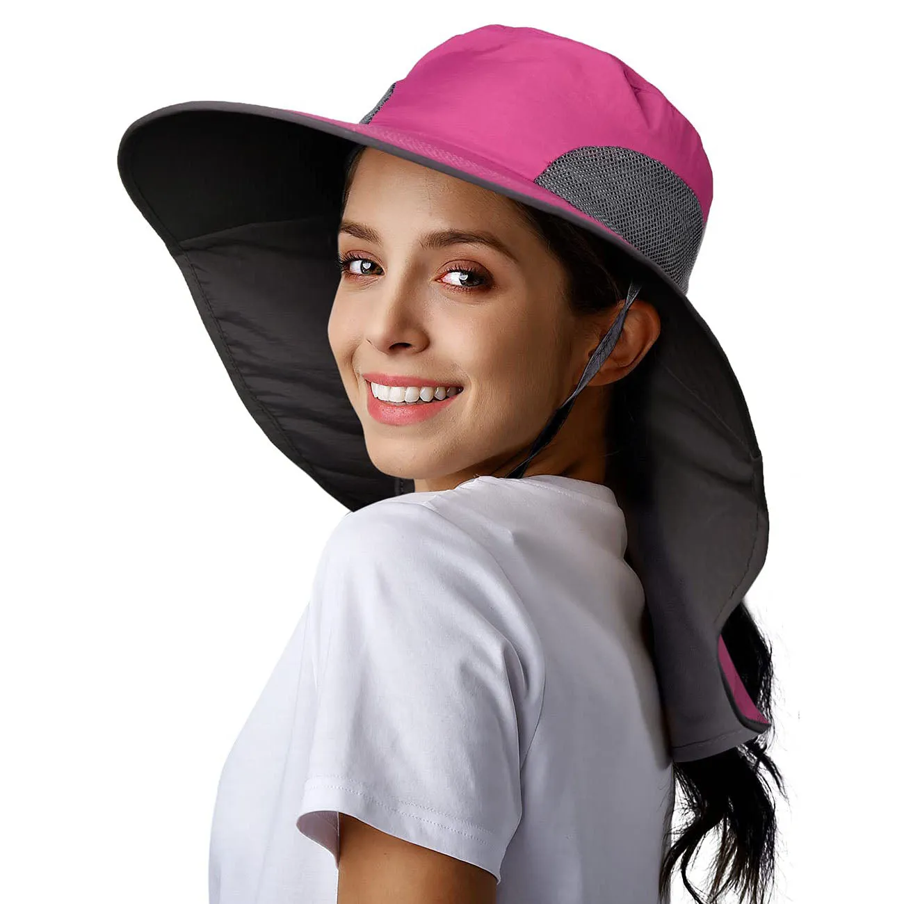 UPF 50  Hiking Fishing Hat Waterproof Nylon Wide Brim Hat