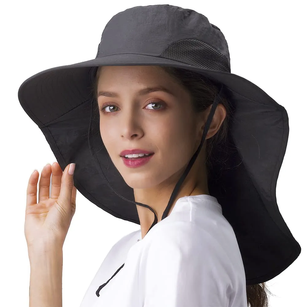 UPF 50  Hiking Fishing Hat Waterproof Nylon Wide Brim Hat