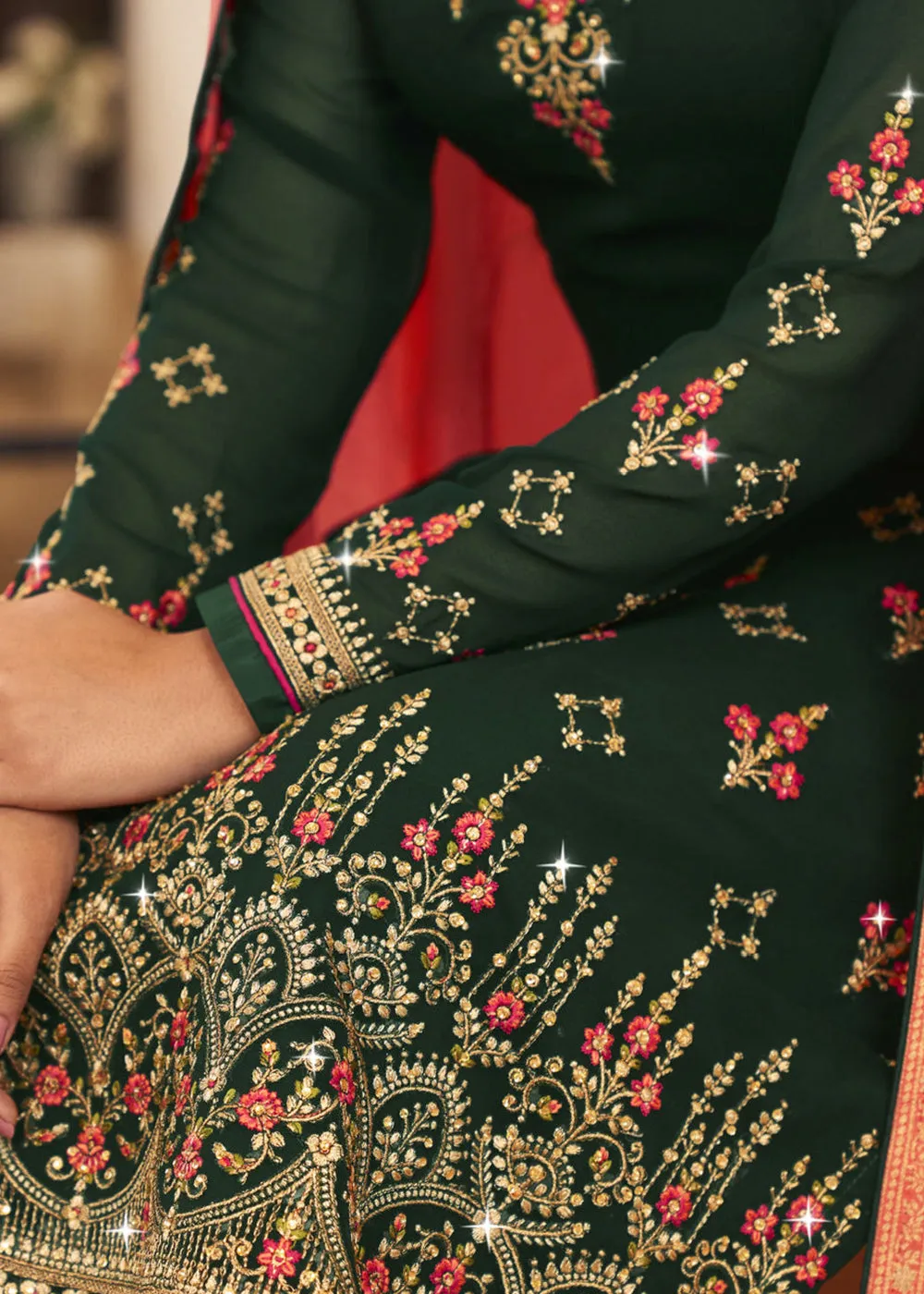 Wedding Party Prodigious Green Thread & Zari Salwar Suit
