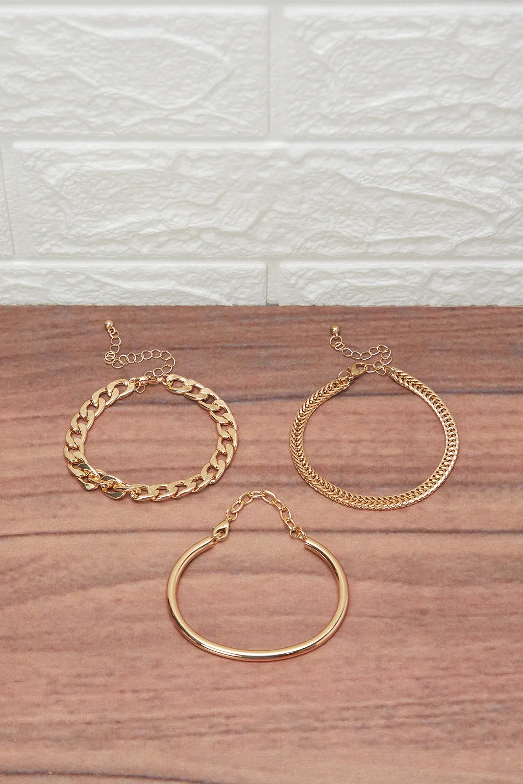 Women Gold Embellished Bracelet Set (Pack of 3)