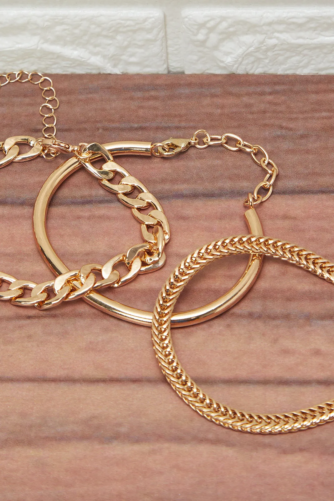 Women Gold Embellished Bracelet Set (Pack of 3)