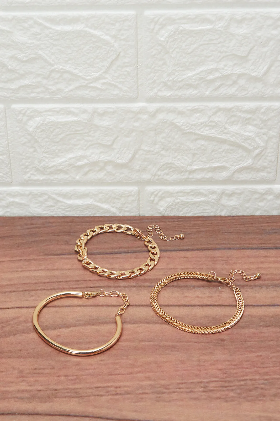 Women Gold Embellished Bracelet Set (Pack of 3)