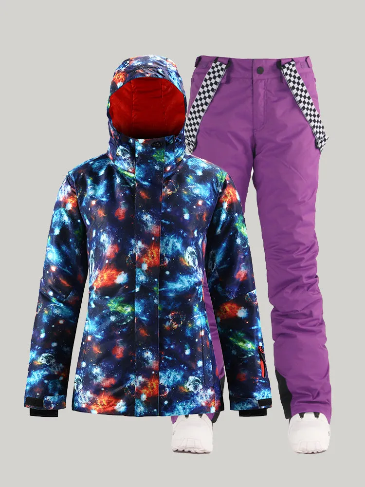 Women's Winter Ski Suit Suit Waterproof Windproof And Cold Resistant Quilted Double-Board Snow Suit