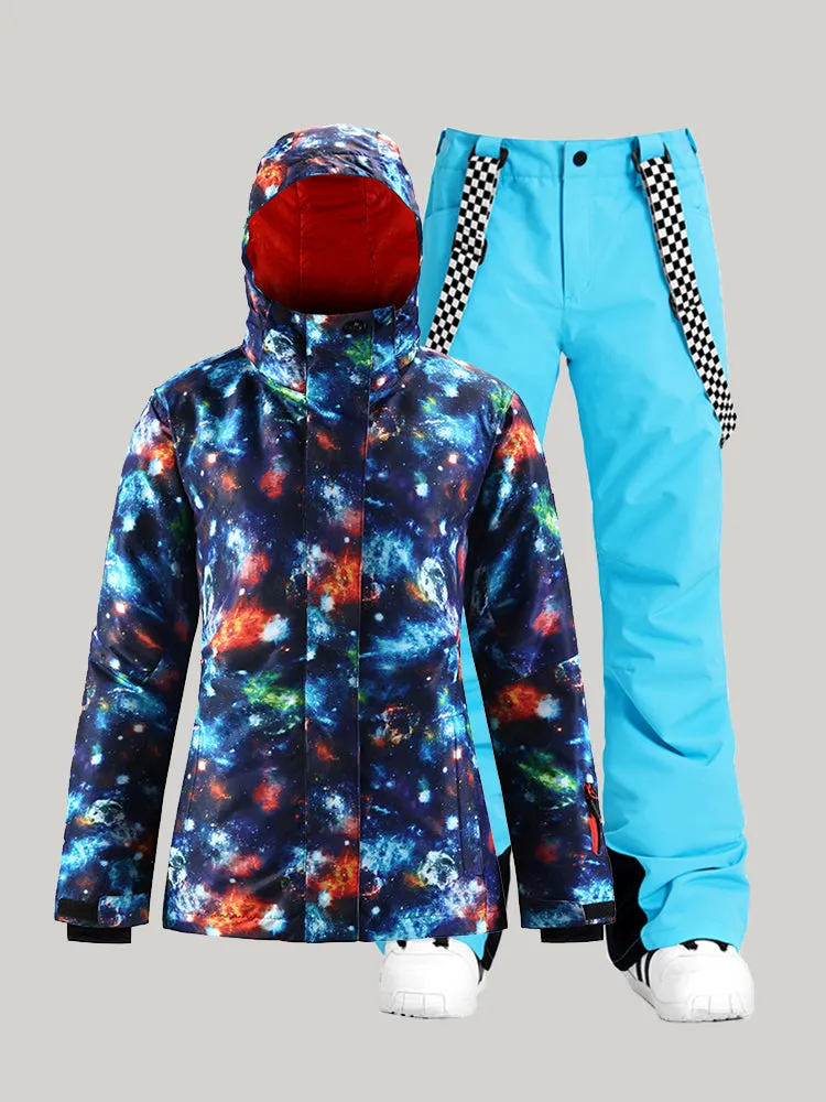 Women's Winter Ski Suit Suit Waterproof Windproof And Cold Resistant Quilted Double-Board Snow Suit